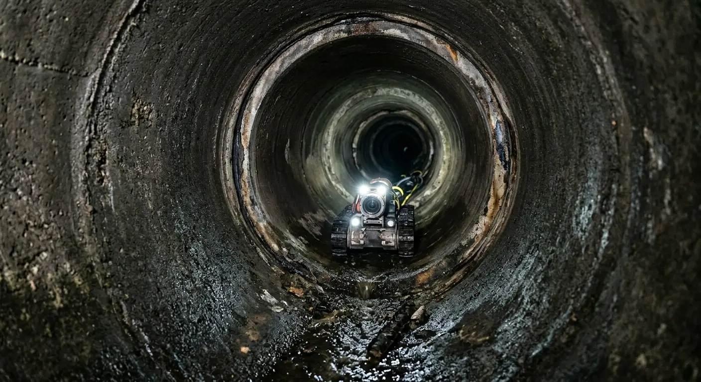 Robotic sewer camera inspecting pipe interior for Drain Snake Service in Bemiss